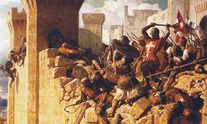 Crusader fighting Turnk on the wall